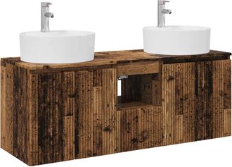 vidaXL Juego De Muebles De Ba&ntilde;o 3 Uds. Madera Envejecida Vidaxl