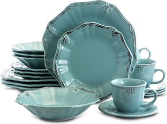 Elama Fleur De Lys 20-Piece Dinnerware Set, Service for 4