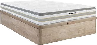 Vente-Unique Conjunto somier arc&oacute;n natural claro + colch&oacute;n de muelles ensacados con topper integrado de 29 cm - CANTERBURY de YSM&Eacute;E