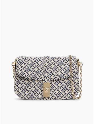 Tommy Hilfiger Womens Jacquard Monogram Turnlock Crossbody - Space Blue