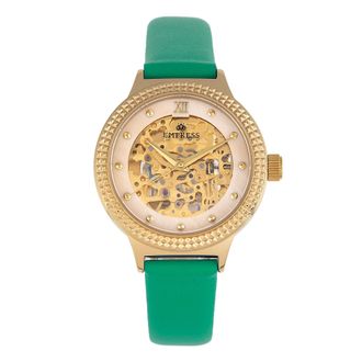 Empress Alice Automatic Watch, Mother-of-Pearl Skeleton Dial, Leather Strap