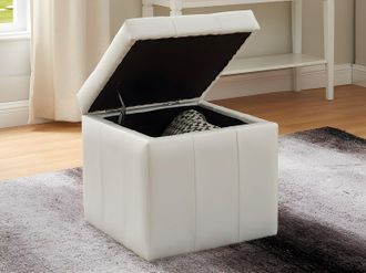 Vente-Unique Pouf portaoggetti SERAFINO in similpelle - Bianco