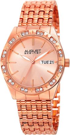 August Steiner Quartz Crystal Rose Dial Ladies Watch AS8177RG