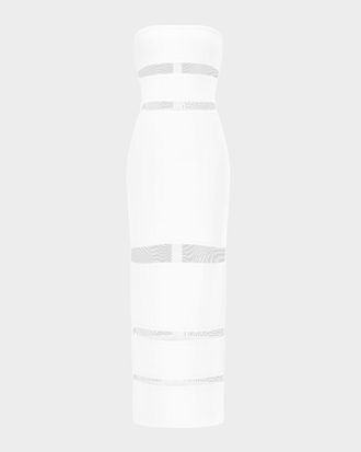 H&eacute;rve L&eacute;ger The Vera Strapless Illusion-Insert Column Gown