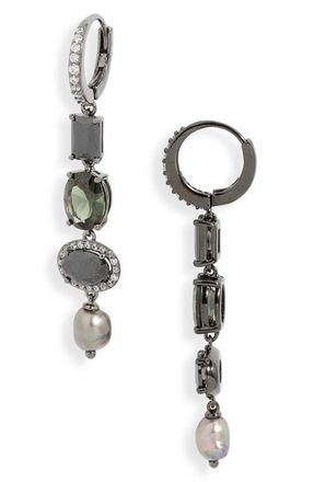 Nadri Maiden Linear Earrings in Black at Nordstrom