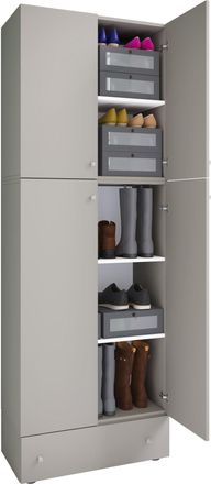 ebuy24 Gabinete De Zapato De Madera Vcm Dimensiones: Al. 200 X An. 70 X T. 39 Cm Armario Multiusos 5 Compartimentos 4 Puertas Giratorias Caj&oacute;n Adicional- Lon