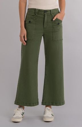 Kut from the Kloth Meg High Waist Wide Leg Utility Pants in Dill at Nordstrom, Size 14P
