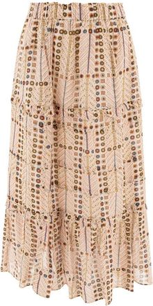 Isabel Marant Beige Stijlvolle Katoenen Rok - Dames - Midirokken - Beige - S - Katoen - Rokken