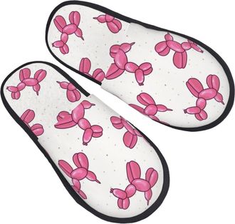 Generic Camping Slippers Pink Balloon Dog Pattern Cozy House Slippers Reusable Cotton Slipper For Bedroom Indoor Ladies M