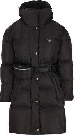 Prada Jassen, Dames, Zwart, S, Nylon, Re-Nylon Down Jacket