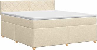 vidaXL Letto Box Spring Con Materasso Crema 180 X 200 Cm Tessuto Vidaxl