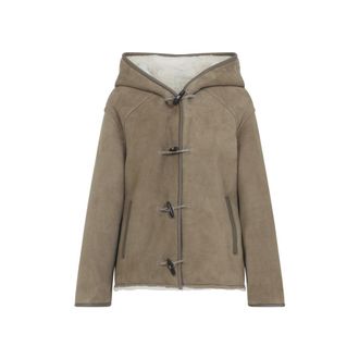 Yves Salomon Short Brown Lamb Leather Jacket With Suede Finish And Shearling Lining