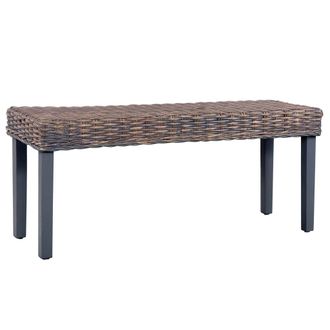 vidaXL Vidaxl - Banco De Rat&aacute;n Kubu Y Madera Maciza De Caoba Gris 110 Cm