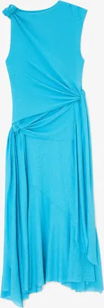 Ganni Long Dress in Marl Mesh - Size 34 River Blue