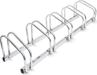 Relaxdays Relaxdays - 4 Soportes Bicicletas Suelo, Pared, Aparcabicicletas, 5 Bicis C/u, 26 X 130 X 32 Cm, Portabicicletas, Acero, Plateado