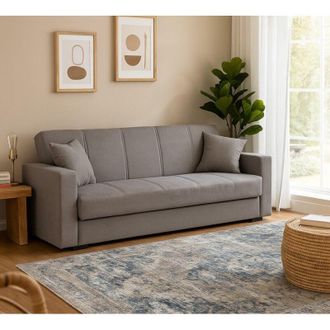 Dmora Sof&aacute; Cama 3 Plazas Giaveno, Almacenaje, Apertura Click-clack, Lavable, 214x80 Cm Gris