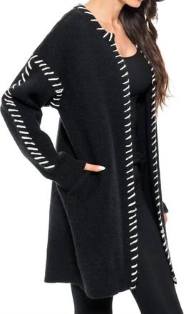 ADORE Contrast Thread Detail Duster Cardigan In Black
