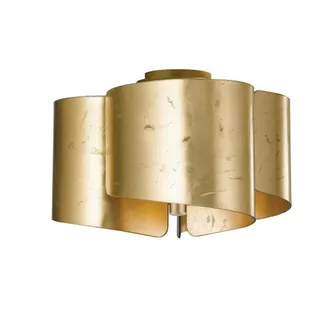 Netlighting Imagine Curved Glass Semi Flush Ceiling Light Golden Leaf E27 in Gold