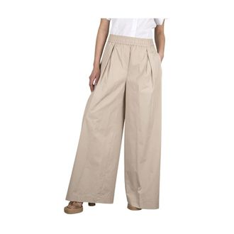 Aspesi Wide Trousers, female, Beige, Size: 2XS Wide Popeline Pants in Beige