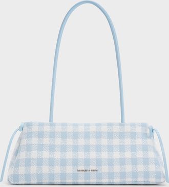 Charles & Keith Hazel Gingham Bow Elongated Shoulder Bag