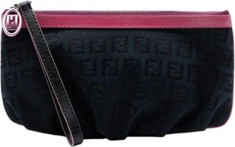 Fendi Pre-owned Vintage Canvas Pouch - Dames - Vintage Clutch - Zwart - ONE Size - Vintage
