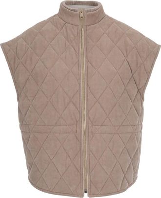 Fabiana Filippi Gilets - Dames - Bodywarmers - Beige - 2XS - Su&egrave;de - Jassen