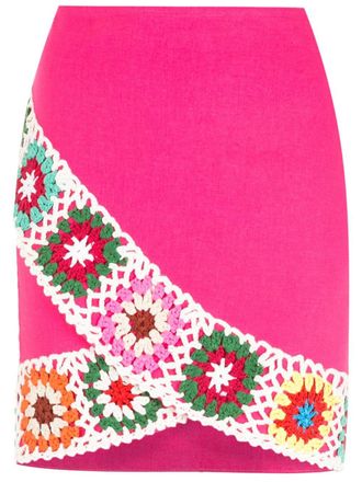 OLYMPIAH Mini-wikkelrok met gehaakte afwerking - Roze