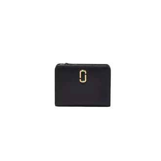 Marc Jacobs Accessoires, unisex, Zwart, ONE Size, Leer, Leren Mini Compact Portemonnee