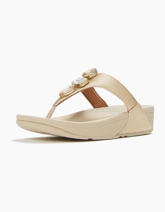 FitFlop Womens Fitflop Lulu Ultra-Jewel Toe-Post Polyurethane Womens Platino Sandals - Gold - Size: 6