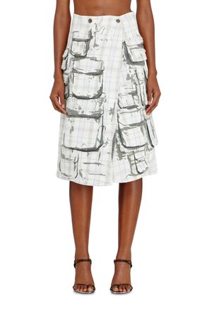 Diesel Denim midi skirt with peel-off effect - Skirts - Woman - Grey