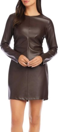 Fifteen Twenty Faux Leather Ziggy Dress In Brown