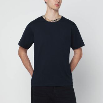 Burberry Navy T-shirt with Check trims