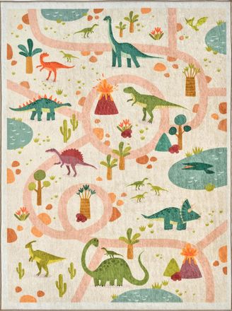 Nazar Rugs Alfombra infantil lavable con dise&ntilde;o de dinosaurio - beige - 160x230