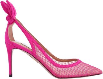 Aquazzura Bow Tie Pointed-Toe Mesh Pump