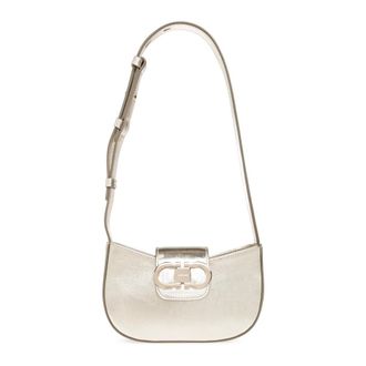 Ferragamo Shoulder Bags, female, Yellow, Size: ONE SIZE Double Gancini Mini Shoulder Bag