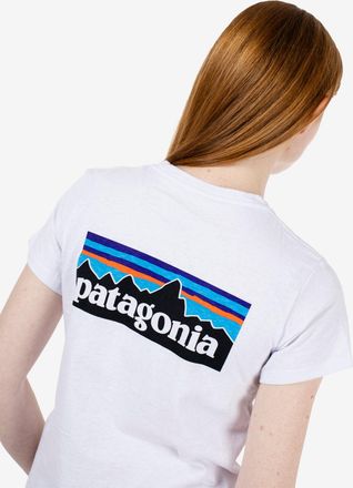 Patagonia Womens P-6 Logo Responsibili-Tee white