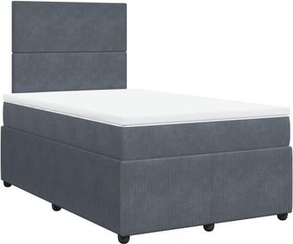 vidaXL Cama Box Spring Con Colch&oacute;n Terciopelo Gris Oscuro 120x190 Cm Vidaxl