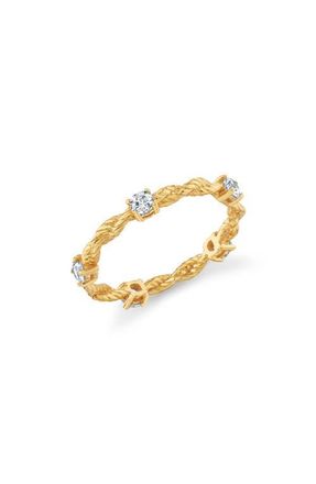 Crislu Cubic Zirconia Twisted Band Ring in 18Kt Yellow Gold /Clear Stone at Nordstrom, Size 9