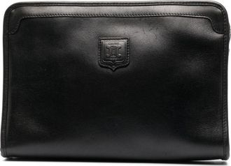 Celine 1990s pre-owned logo-patch clutch bag - unisex - Calf Leather - One Size - Black