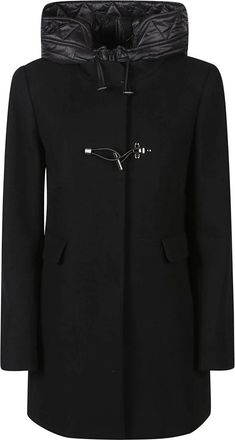 Fay Front Toggle Coat voor dubbele stijl - Dames - Parka Jassen - Zwart - L - Wol - Jassen
