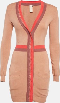 Elisabetta Franchi Brown Knit Contrast Detail Mini Dress