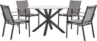 Beliani Conjunto de comedor 4 personas de metal negro