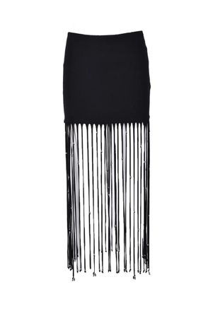 Rotate Black Cotton Modal Skirt