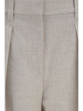Brunello Cucinelli Womens Tailored Pants Ivory Wool And Cashmere Merino Trousers