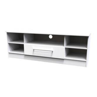 Welcome Furniture Wellington Ready Assembled TV Unit with 1 Drawer Wide - White Matt & White - Welcome Furniture | TJ Hughes