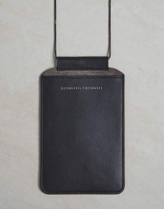 Brunello Cucinelli Womens Volcano Leather Crossbody Bag
