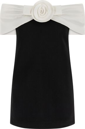 Self Portrait Black Cr&ecirc;Pe Flower Mini Gonne Bianco/Nero-Donna