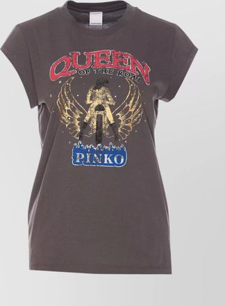 Pinko cotton printed cap sleeve t-shirt