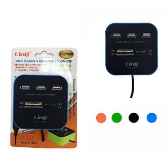 Trade Shop Trade Shop - Lector De Tarjetas De Memoria Reader Combo Hub 3 Puertos Usb 2.0 Ms M2 Sd Tf It-h599