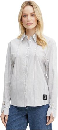 Patrizia Pepe Dames, Blouses & Shirts, Grijs, Maat: XL Katoen